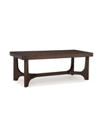 Table de salon rectangulaire TOCO Meubles Louma en bois massif brun foncé avec pieds arqués modernes