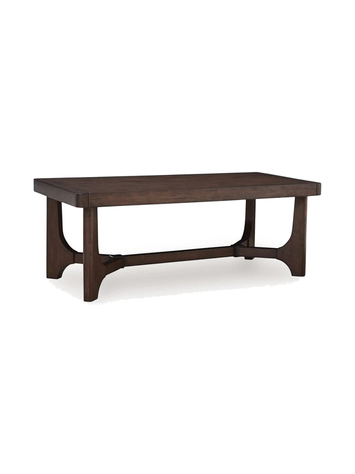 Table de salon rectangulaire TOCO Meubles Louma en bois massif brun foncé avec pieds arqués modernes