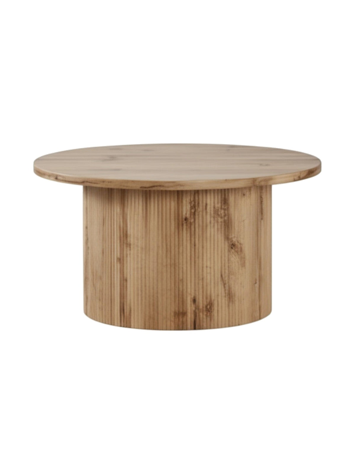 Table basse ronde TOCO Meubles en bois clair avec un pied central cannelé au design contemporain et scandinave