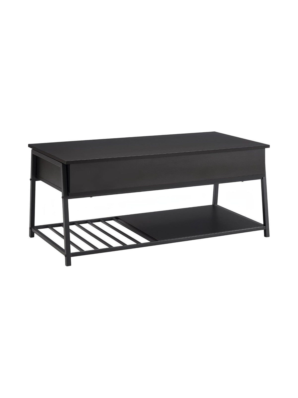 Table de salon Rania TOCO Meubles noire avec plateau relevable et étagère de rangement inférieure en métal