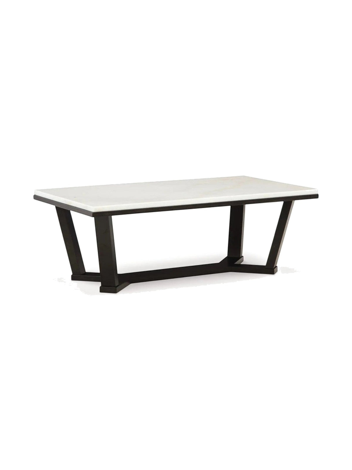 Table de salon Sola TOCO Meubles rectangulaire avec plateau blanc et base en bois espresso