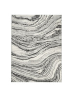 Tapis Wysdale TOCO Meubles à motif agate gris et blanc avec effet texturé haut-bas pour salon contemporain