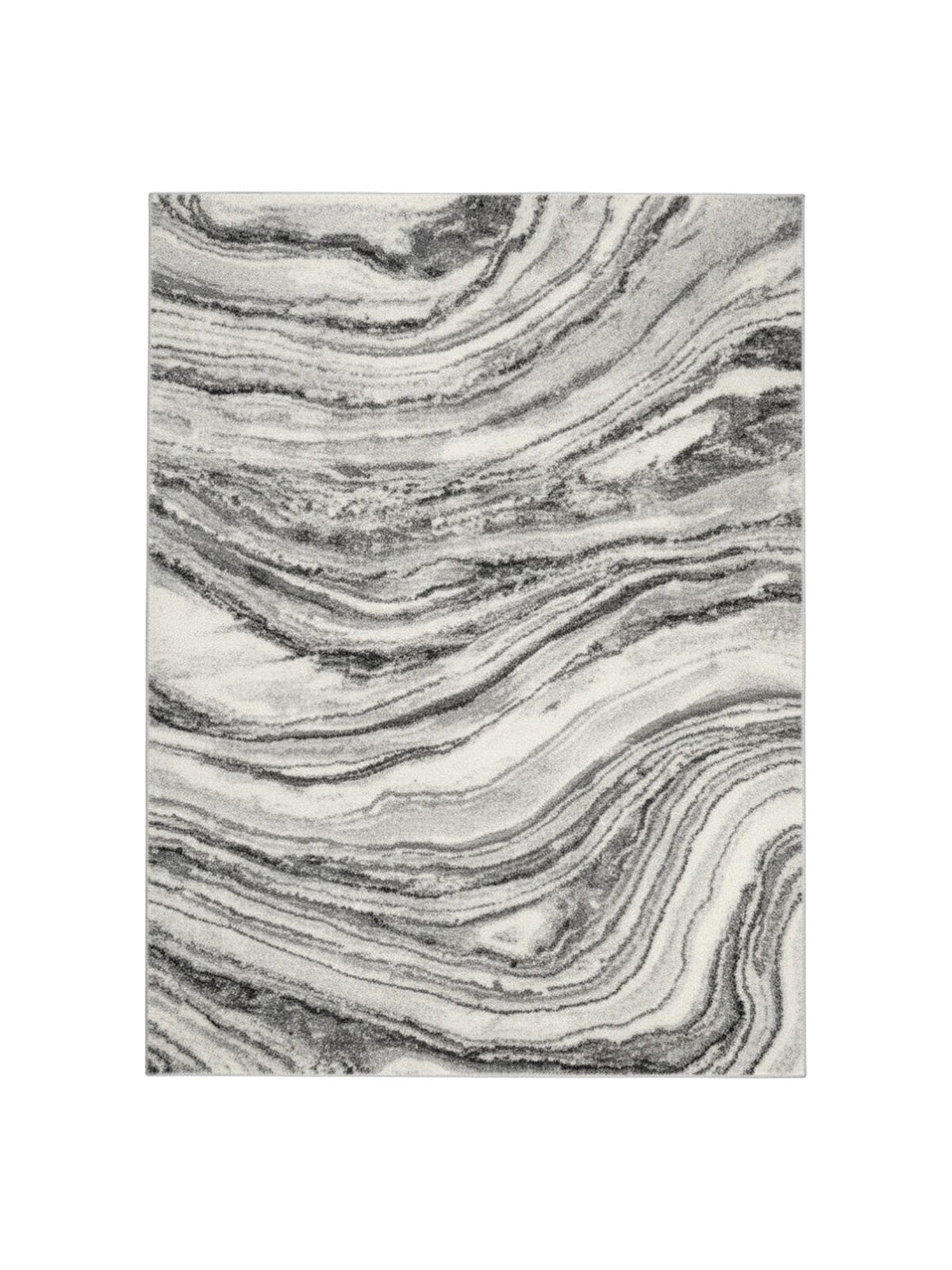 Tapis Wysdale TOCO Meubles à motif agate gris et blanc avec effet texturé haut-bas pour salon contemporain