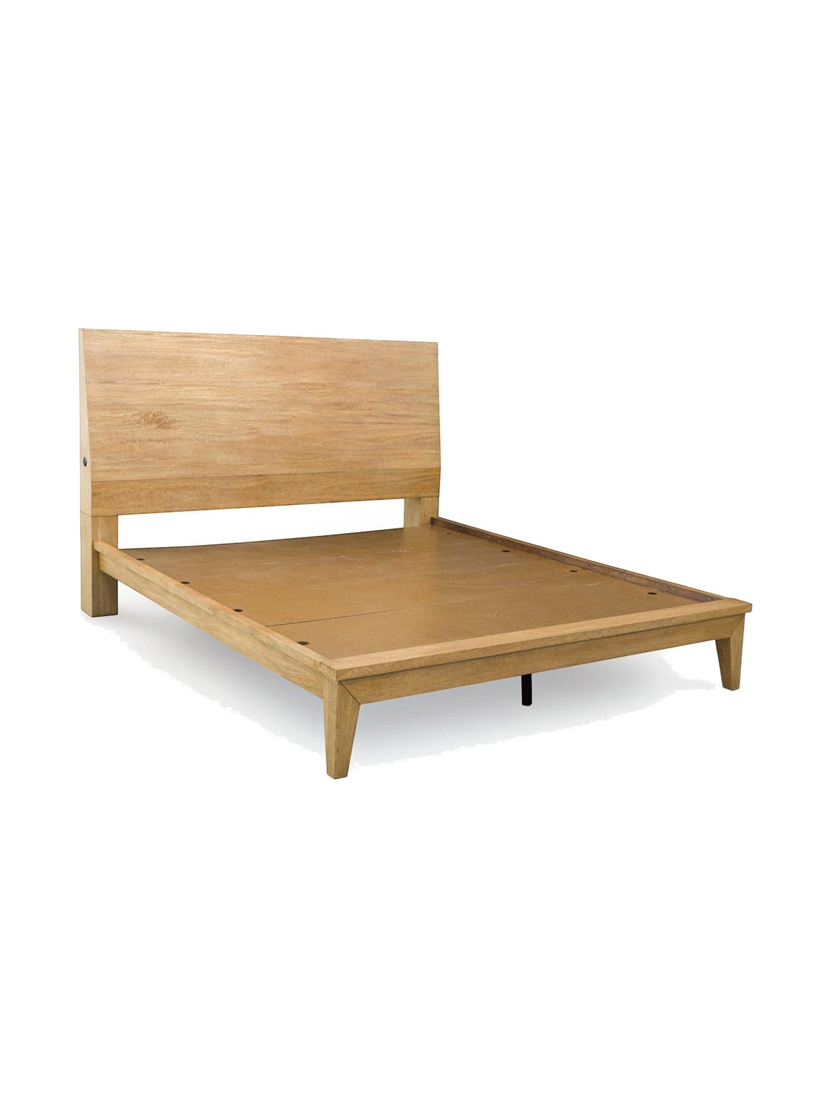Très grand lit TOCO Meubles Carmen en bois clair au design minimaliste avec tête de lit inclinable et ports USB