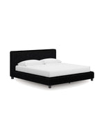Très grand lit Chloe TOCO Meubles en tissu noir à texture côtelée avec tête de lit enveloppante et design contemporain