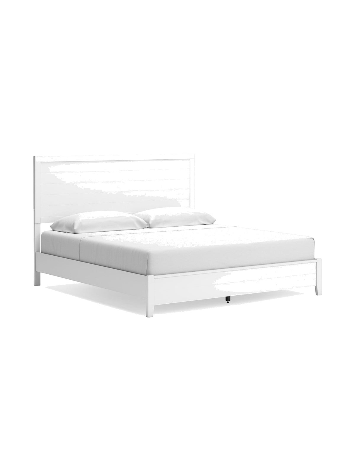 Très grand lit Gisele de TOCO Meubles en bois blanc avec tête de lit à détails de style planches contemporain