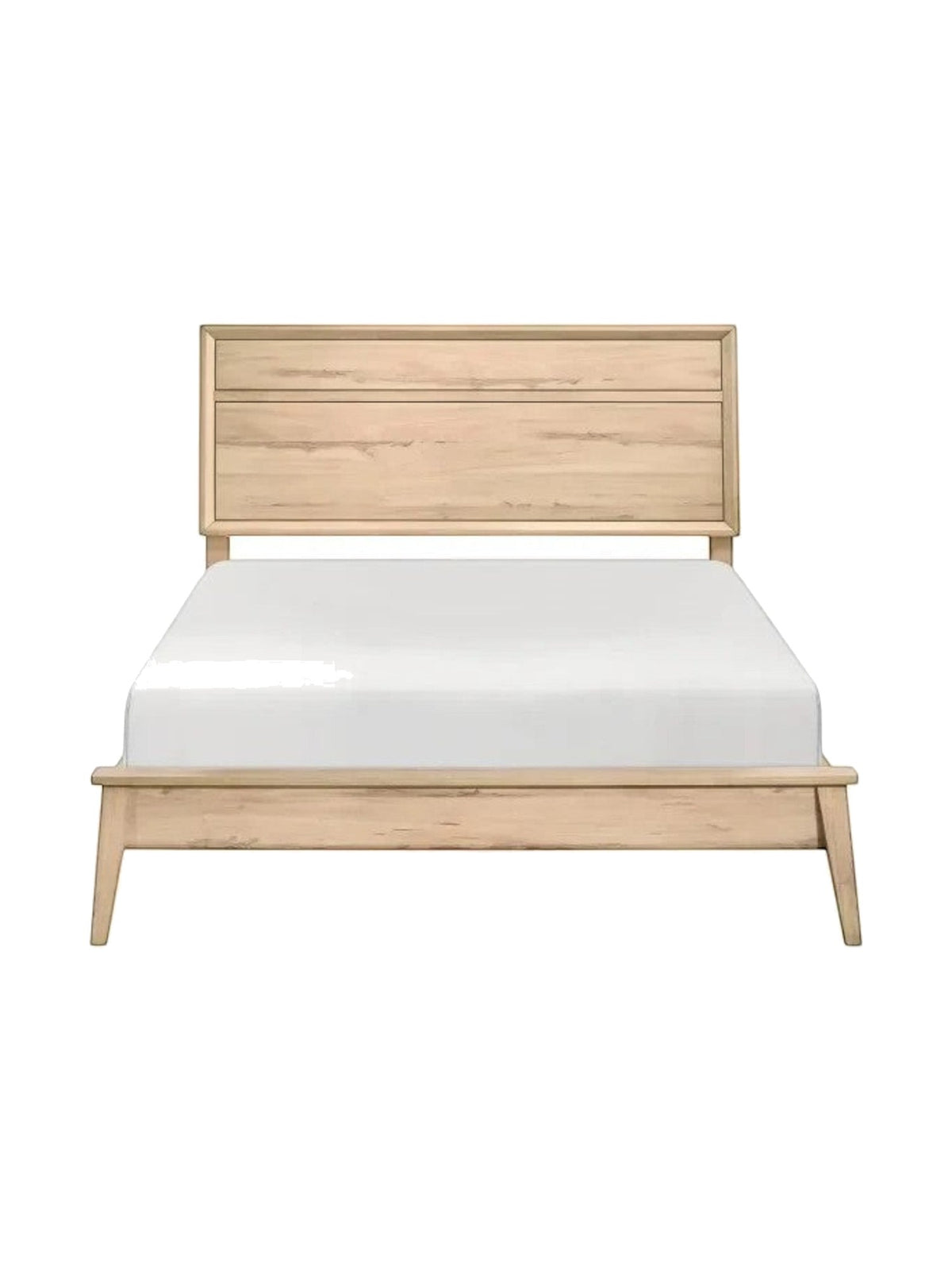 Très grand lit TOCO Meubles Joaquin en mélamine effet bois clair au design moderne mid-century avec tête de lit épurée