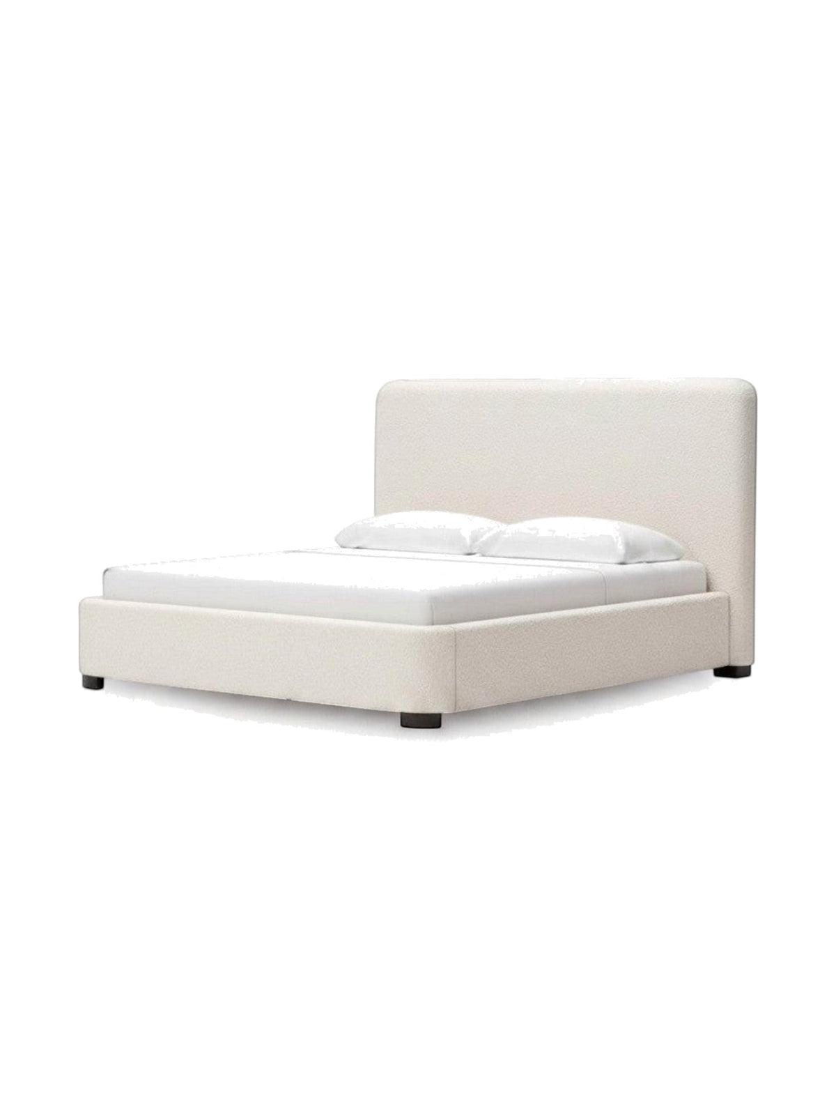 Très grand lit Paloma TOCO Meubles beige en tissu Nuvella avec tête de lit rembourrée au design moderne et épuré