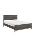 Lit très grand format TOCO Meubles Stella en mélamine gris imitation bois avec détails en métal peint moderne.