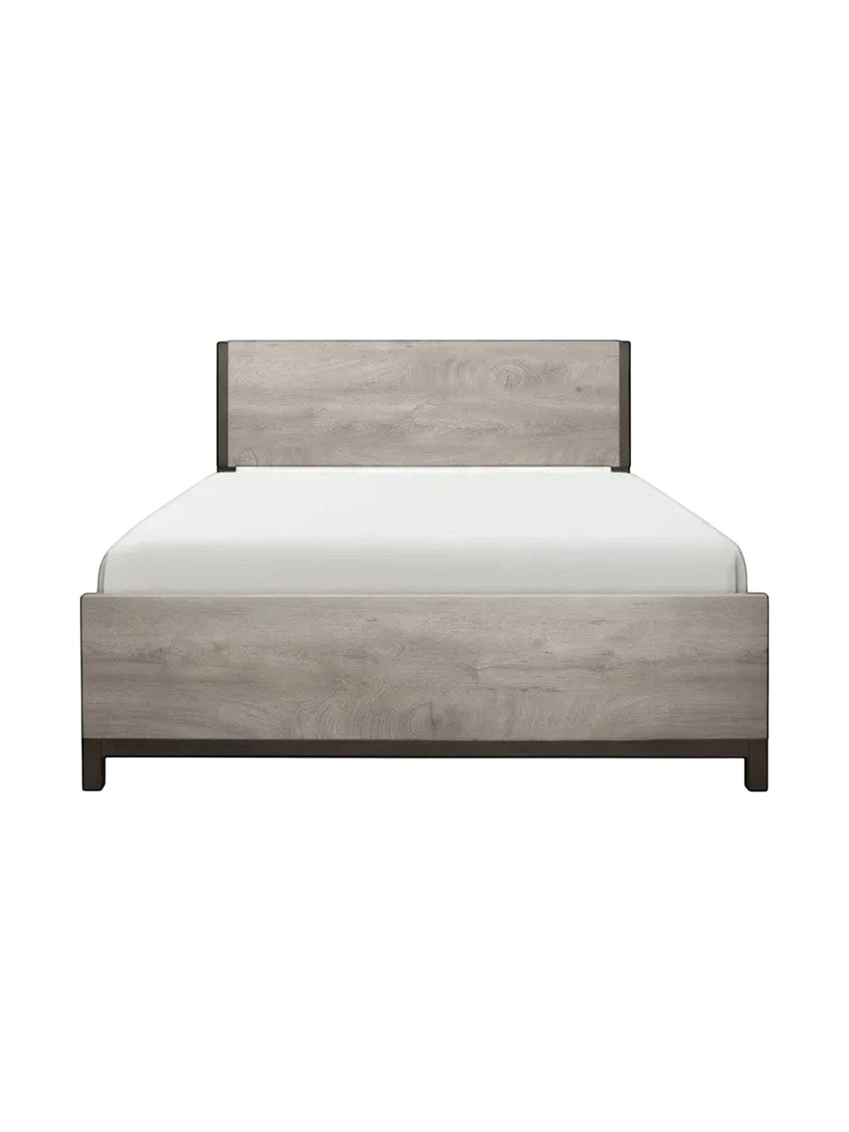 Lit très grand Stella de TOCO Meubles en mélamine grise effet bois avec détails en métal peint pour chambre moderne