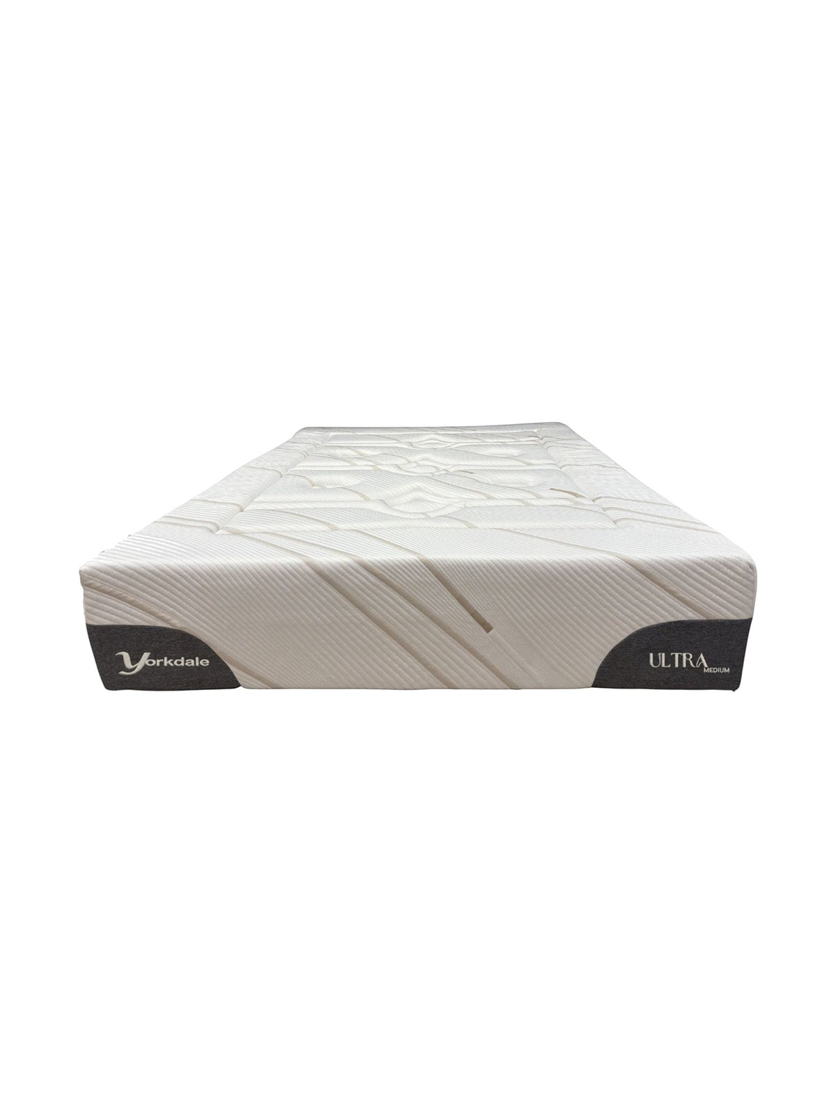 Matelas double TOCO Meubles Ultra Medium avec tissu rafraîchissant blanc et détails gris sur les côtés