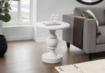 TOCO Meubles Apolo white magnesium side table with pedestal base and round top, suitable for indoor/outdoor use.
