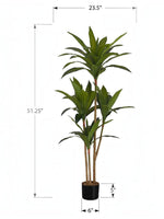Arbre artificiel Dracaena Maxine de TOCO Meubles avec 54 feuilles ajustables dans un pot noir, hauteur de 51 pouces.