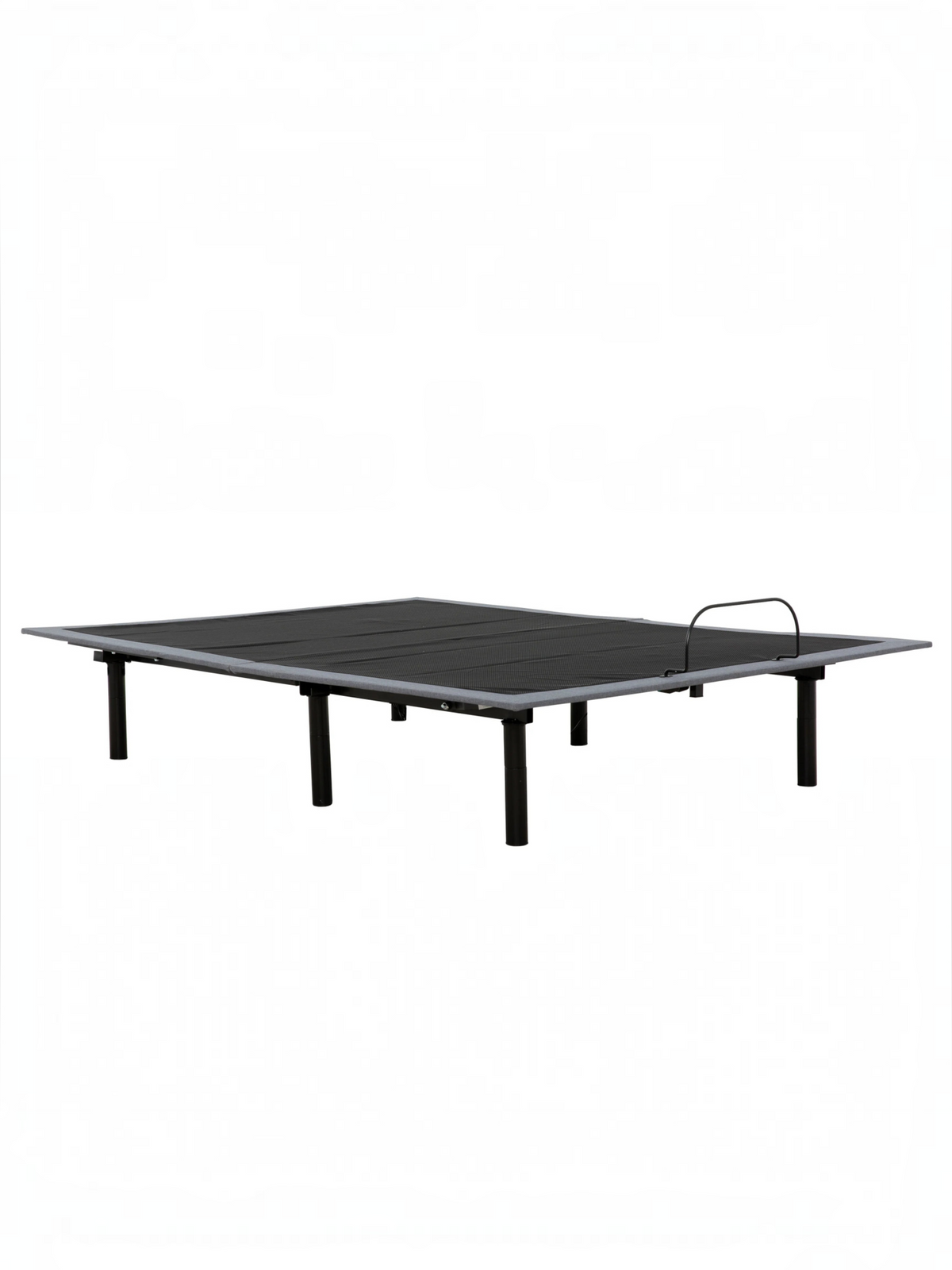 Base de lit électrique Malani de TOCO Meubles avec structure en acier gris foncé et barre de retenue de matelas