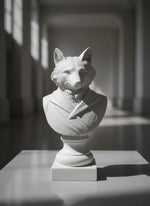Buste de renard Murray en résine blanche par TOCO Meubles, sculpture décorative élégante au design moderne.