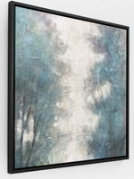 Cadre décoratif TOCO Meubles avec peinture abstraite aux tons bleus et gris dans un cadre noir élégant