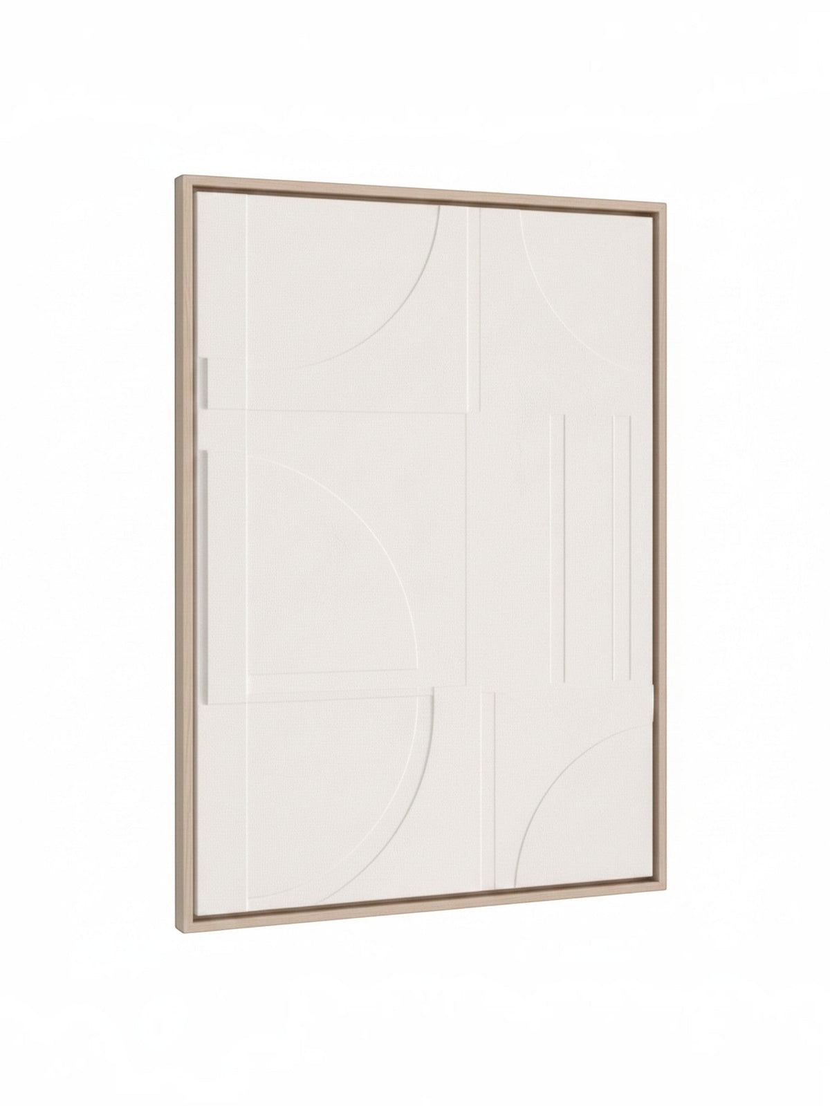 Cadre décoratif TOCO Meubles Clarity II abstrait monochrome avec formes géométriques et cadre en bois naturel
