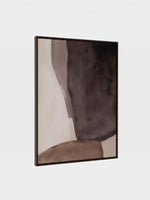 Cadre décoratif Abyss TOCO Meubles avec impression abstraite aux tons marron et beige dans un cadre noir moderne