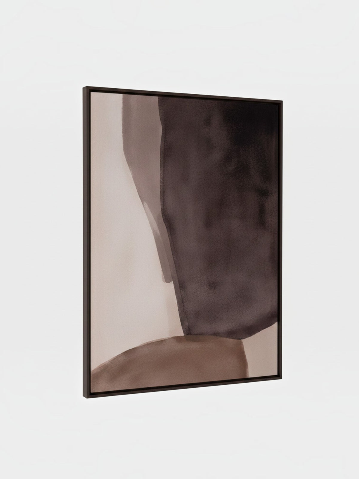 Cadre décoratif Abyss TOCO Meubles avec impression abstraite aux tons marron et beige dans un cadre noir moderne