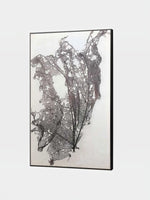 Toile décorative TOCO Meubles Verwesen avec motif de feuille squelette noire dans un cadre flottant noir minimaliste
