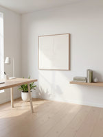 Cadre décoratif Dream I de TOCO Meubles avec un dessin au trait minimaliste dans un bureau moderne et lumineux