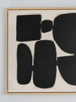 Cadre décoratif TOCO Meubles Pillars II avec formes géométriques abstraites noires sur fond crème et cadre en bois clair