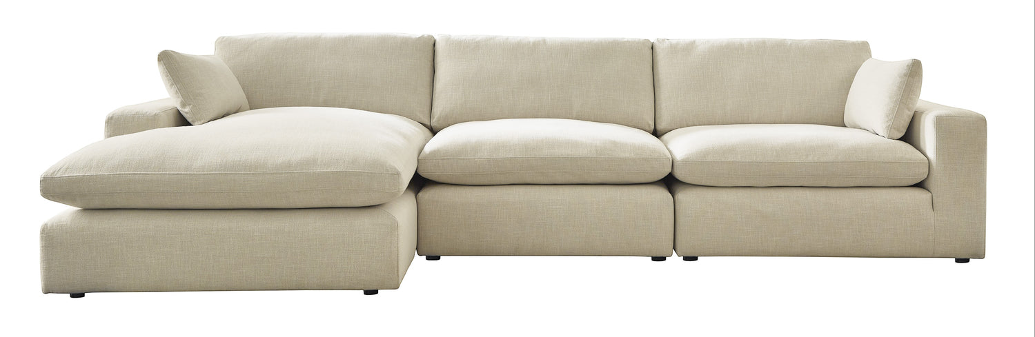TOCO Meubles Canapé Elyza modulable beige en tissu, avec méridienne gauche et 3 places.