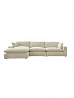 TOCO Meubles Canapé Elyza modulable beige en tissu, avec méridienne gauche et 3 places.