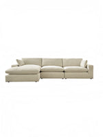 TOCO Meubles Canapé Elyza modulable beige en tissu, avec méridienne gauche et 3 places.
