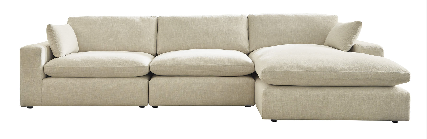 TOCO Meubles Canapé Elyza modulaire beige en tissu, 3 places avec méridienne.