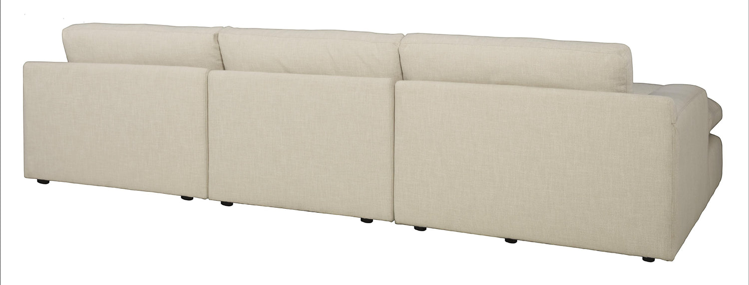 TOCO Meubles Canapé Elyza modulaire beige en tissu, 3 places, confortable et généreux pour un salon chic.
