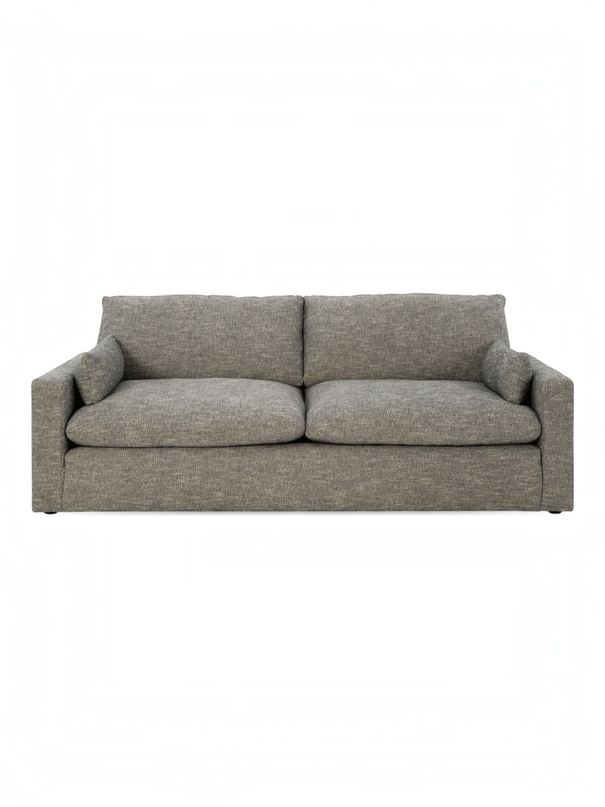 Canapé Faro TOCO Meubles en tissu texturé gris granite avec deux coussins d'assise et accoudoirs confortables