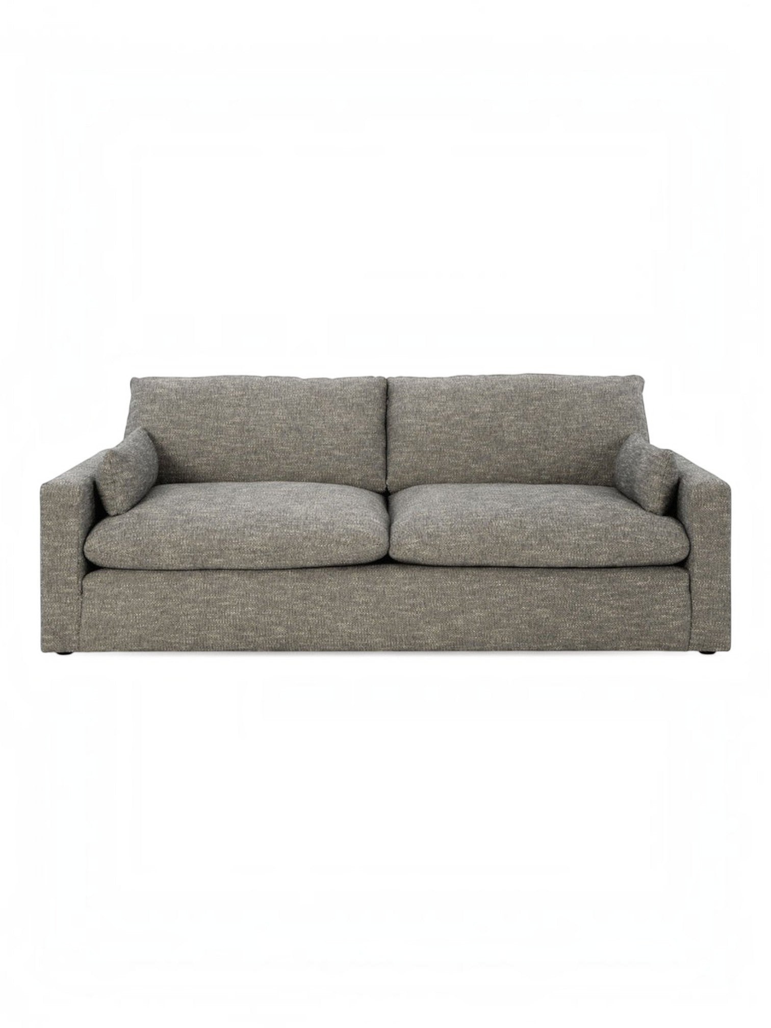 Canapé Faro TOCO Meubles en tissu texturé gris granite avec deux coussins d'assise et accoudoirs confortables