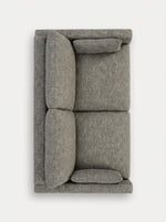 Vue de dessus du canapé Faro gris granite de TOCO Meubles avec coussins texturés et accoudoirs rembourrés