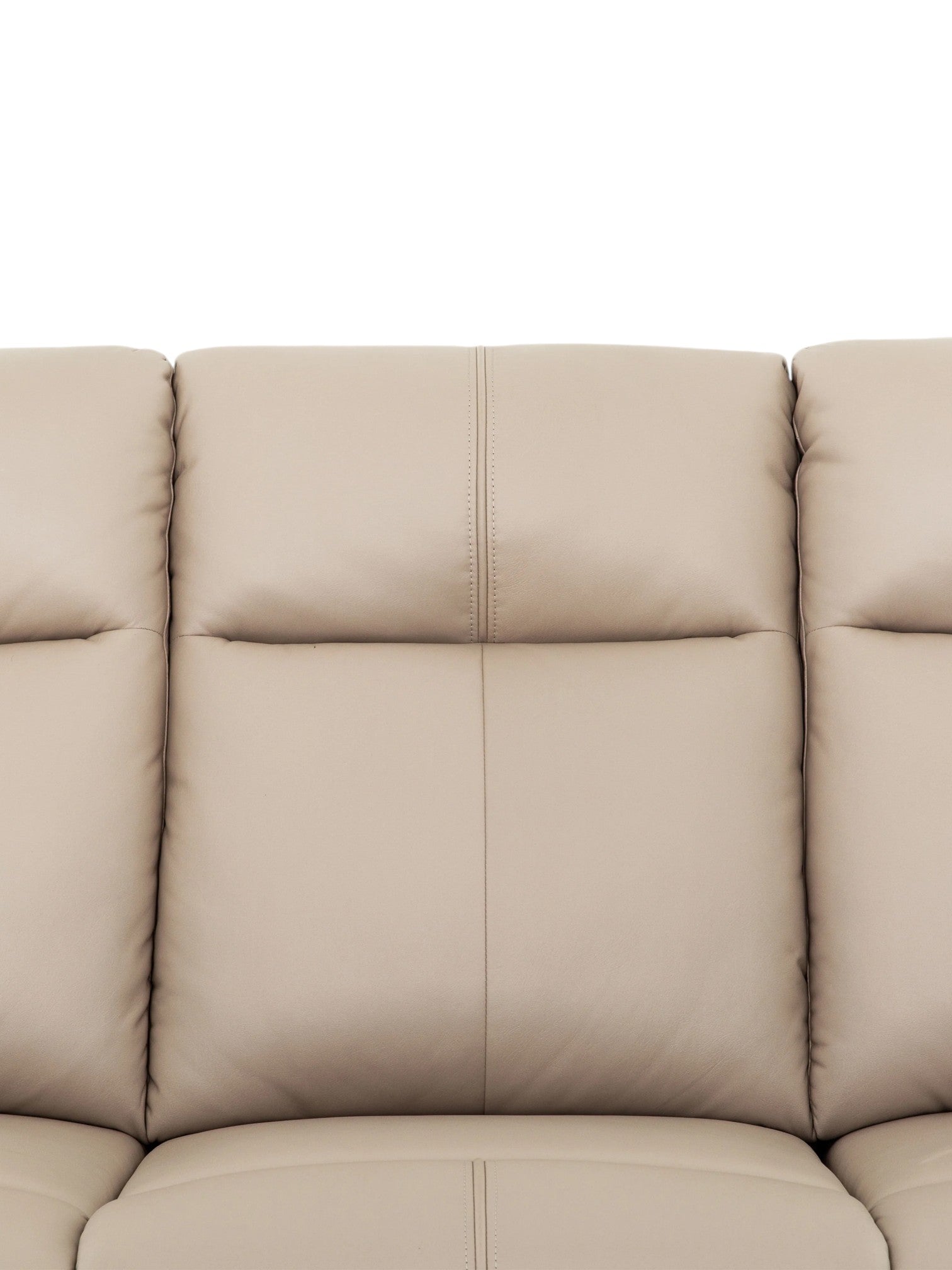 Canapé inclinable Charlie en cuir beige de TOCO Meubles, assise confortable et pratique pour un salon.