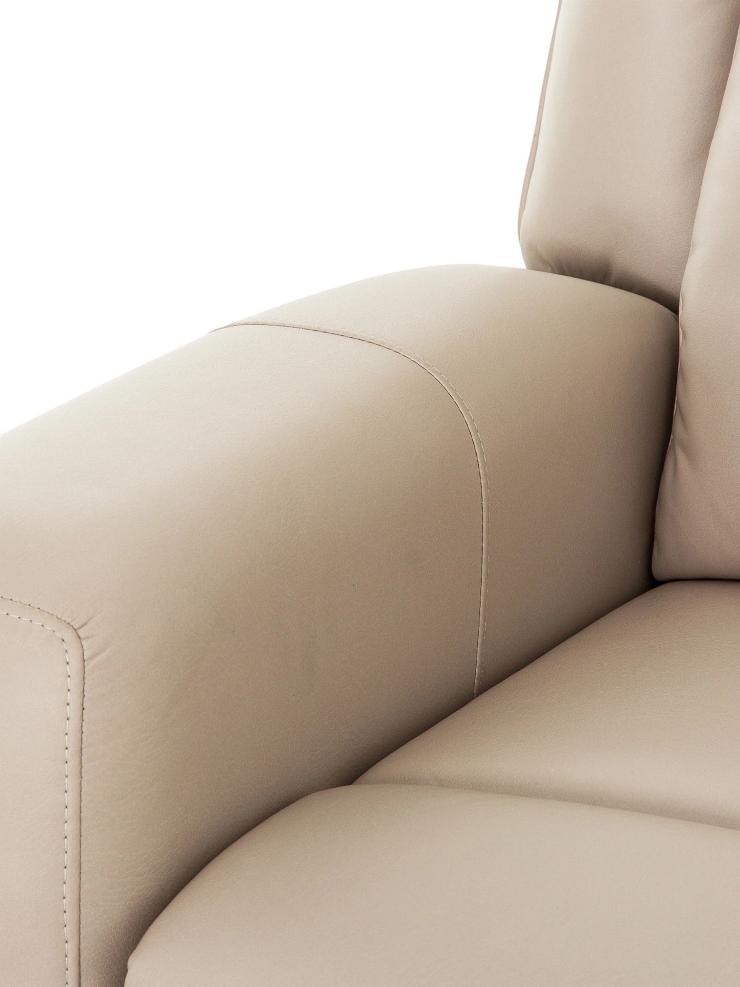 TOCO Meubles Canapé inclinable Charlie beige en cuir, accoudoir rembourré, idéal pour le salon.
