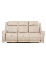 TOCO Meubles Canapé inclinable Charlie beige en cuir, 3 places, confort moderne pour salon.