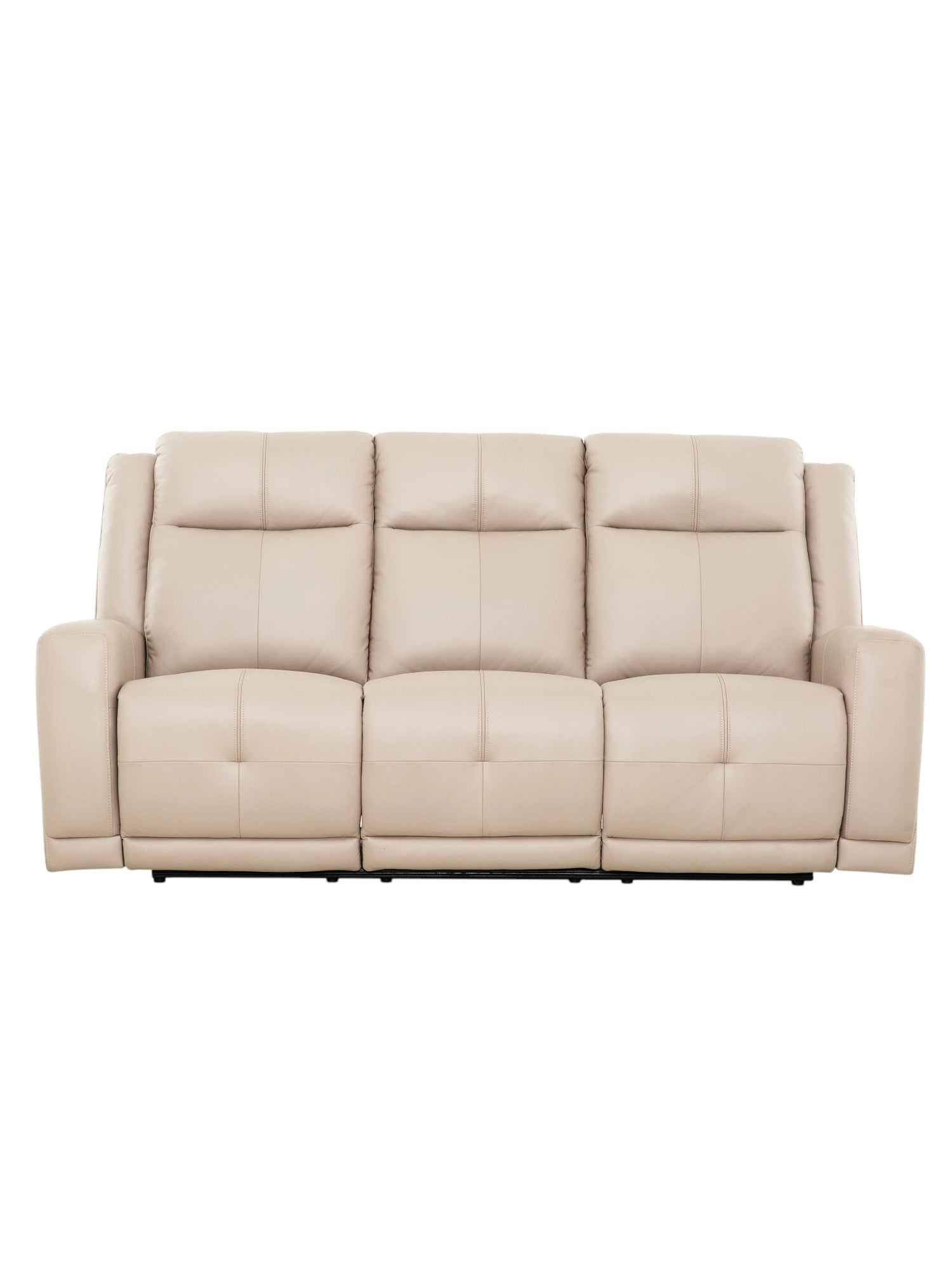 TOCO Meubles Canapé inclinable Charlie beige en cuir, 3 places, confort moderne pour salon.