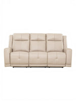 TOCO Meubles Canapé inclinable Charlie beige en cuir, 3 places, confort moderne pour salon.