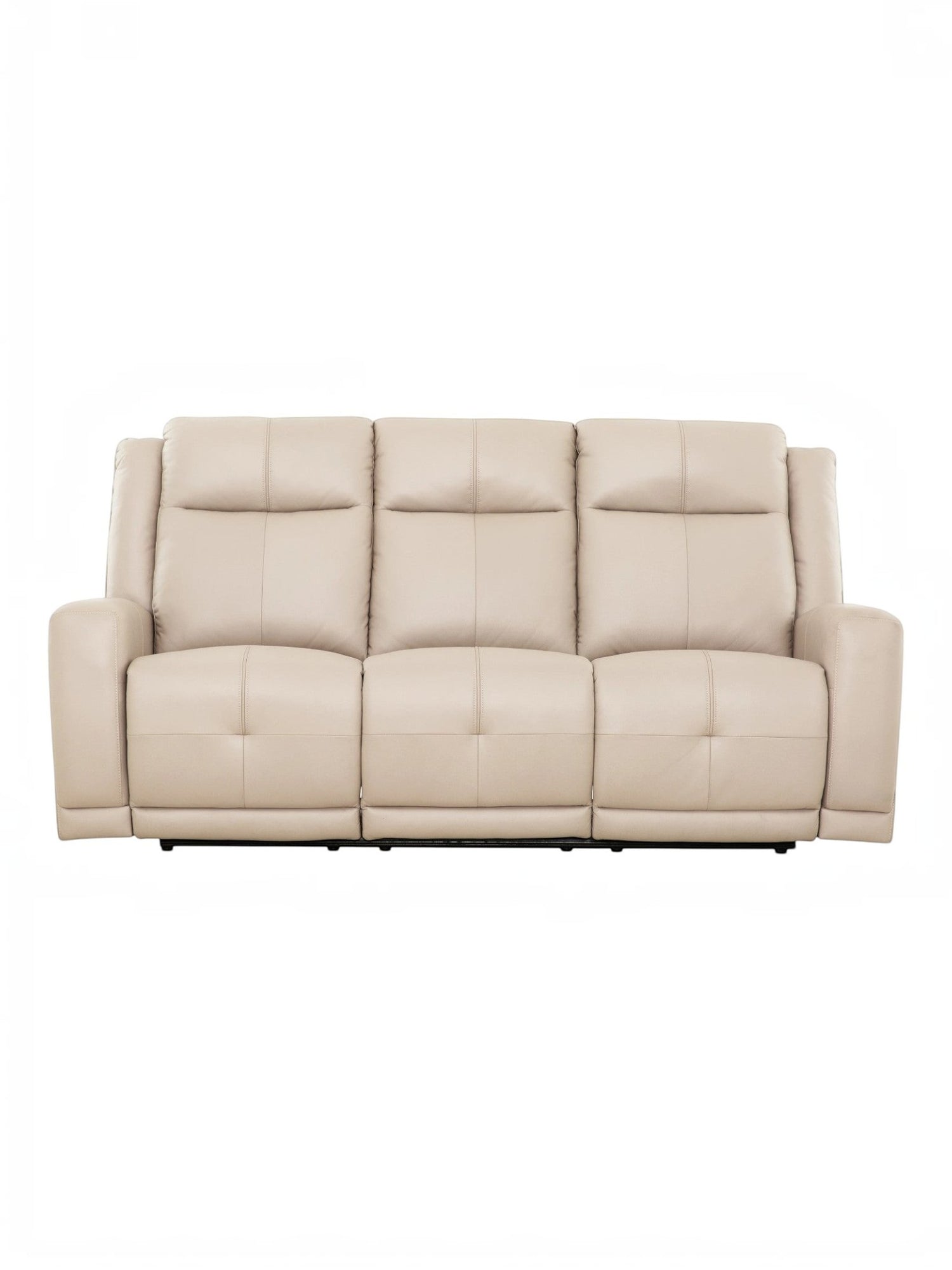 TOCO Meubles Canapé inclinable Charlie beige en cuir, 3 places, confort moderne pour salon.