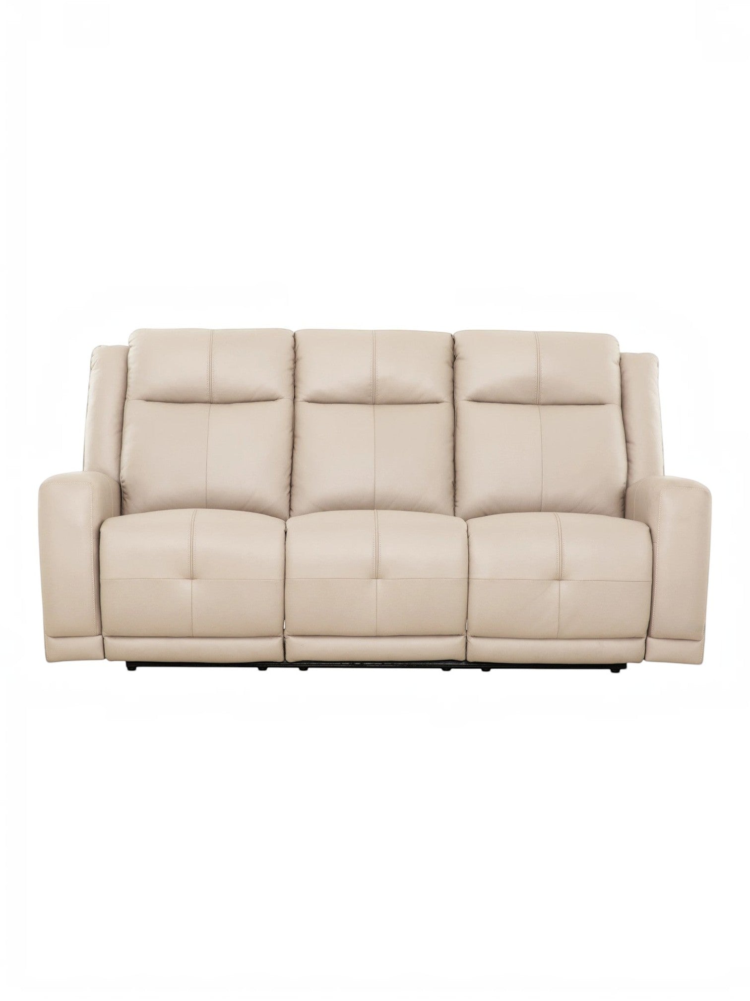 TOCO Meubles Canapé inclinable Charlie beige en cuir, 3 places, confort moderne pour salon.