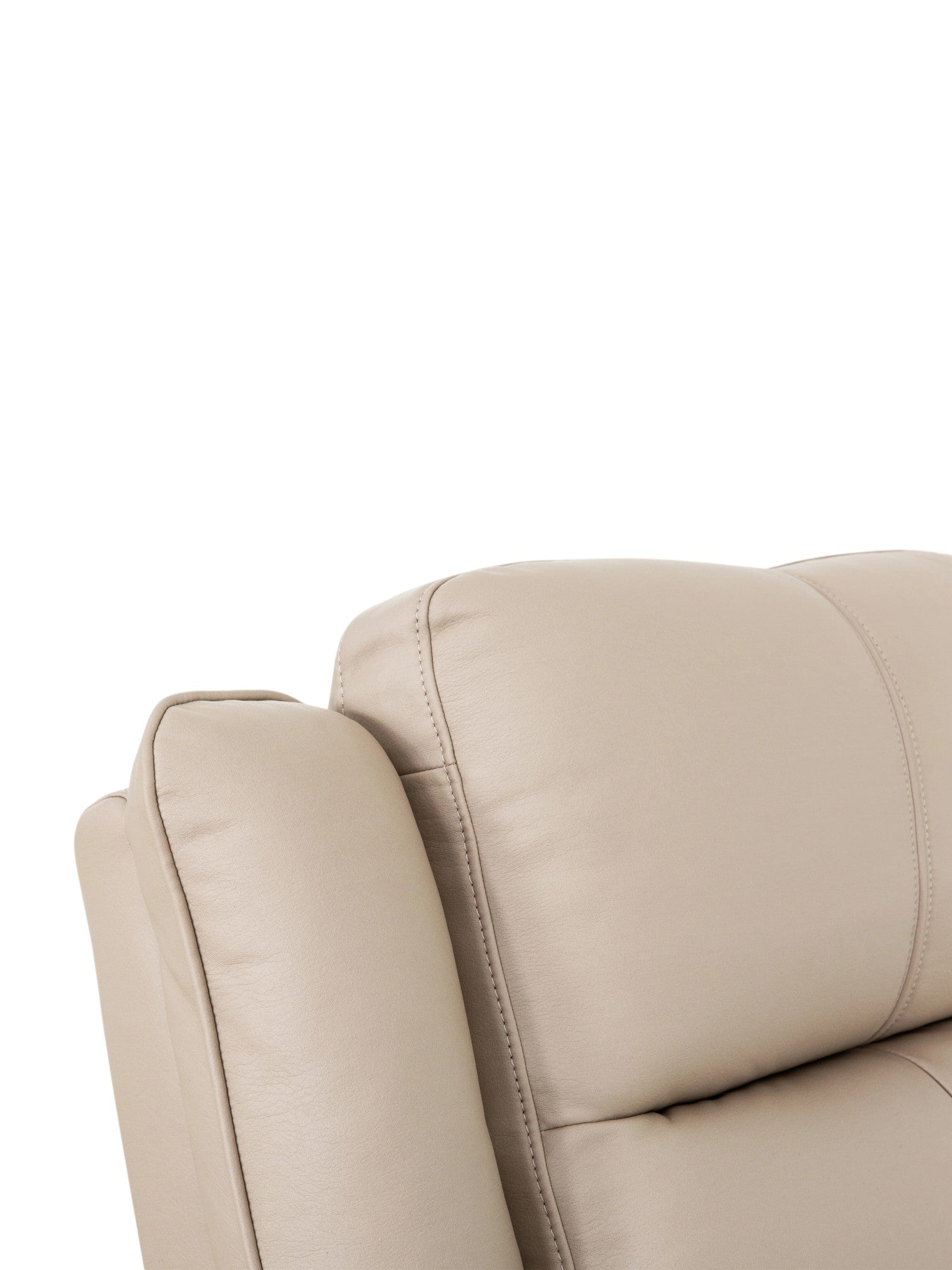 TOCO Meubles - Canapé inclinable Charlie en cuir beige, rembourrage confortable et coutures détaillées.