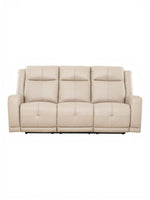 TOCO Meubles Canapé inclinable Charlie beige en cuir, 3 places, confort moderne pour salon.