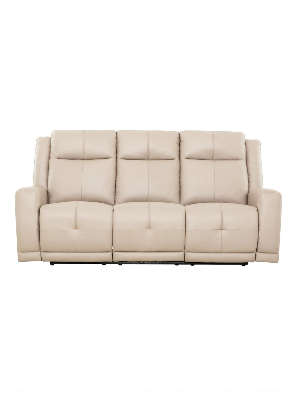 TOCO Meubles Canapé inclinable Charlie beige en cuir, 3 places, confort moderne pour salon.