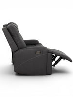 TOCO Meubles Sofa inclinable Elvis gris foncé, avec repose-pieds relevé et dossier inclinable, coutures contrastantes.