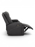 TOCO Meubles Sofa inclinable Elvis gris foncé, avec repose-pieds relevé et dossier inclinable, coutures contrastantes.