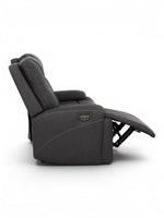 TOCO Meubles Sofa inclinable Elvis gris foncé, avec repose-pieds relevé et dossier inclinable, coutures contrastantes.