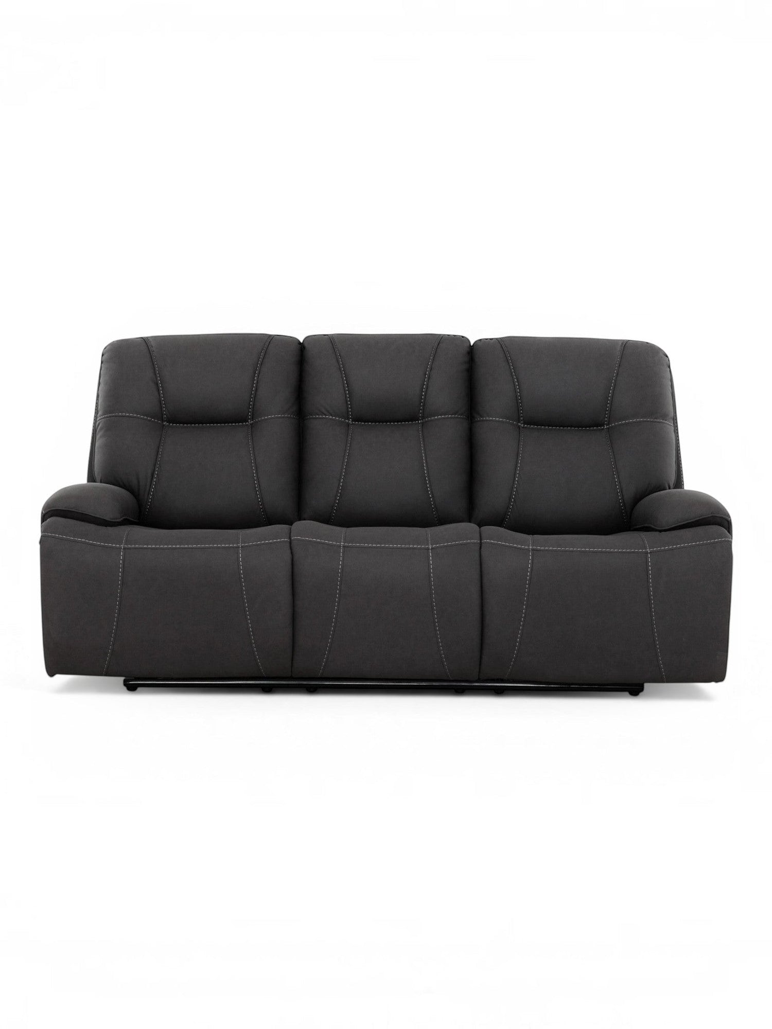 TOCO Meubles Canapé inclinable Elvis gris foncé en tissu avec surpiqûres contrastantes, 3 places.