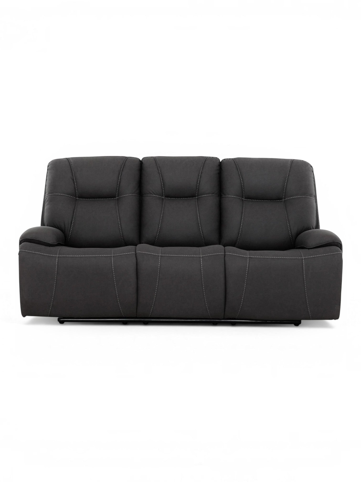 TOCO Meubles Canapé inclinable Elvis gris foncé en tissu avec surpiqûres contrastantes, 3 places.