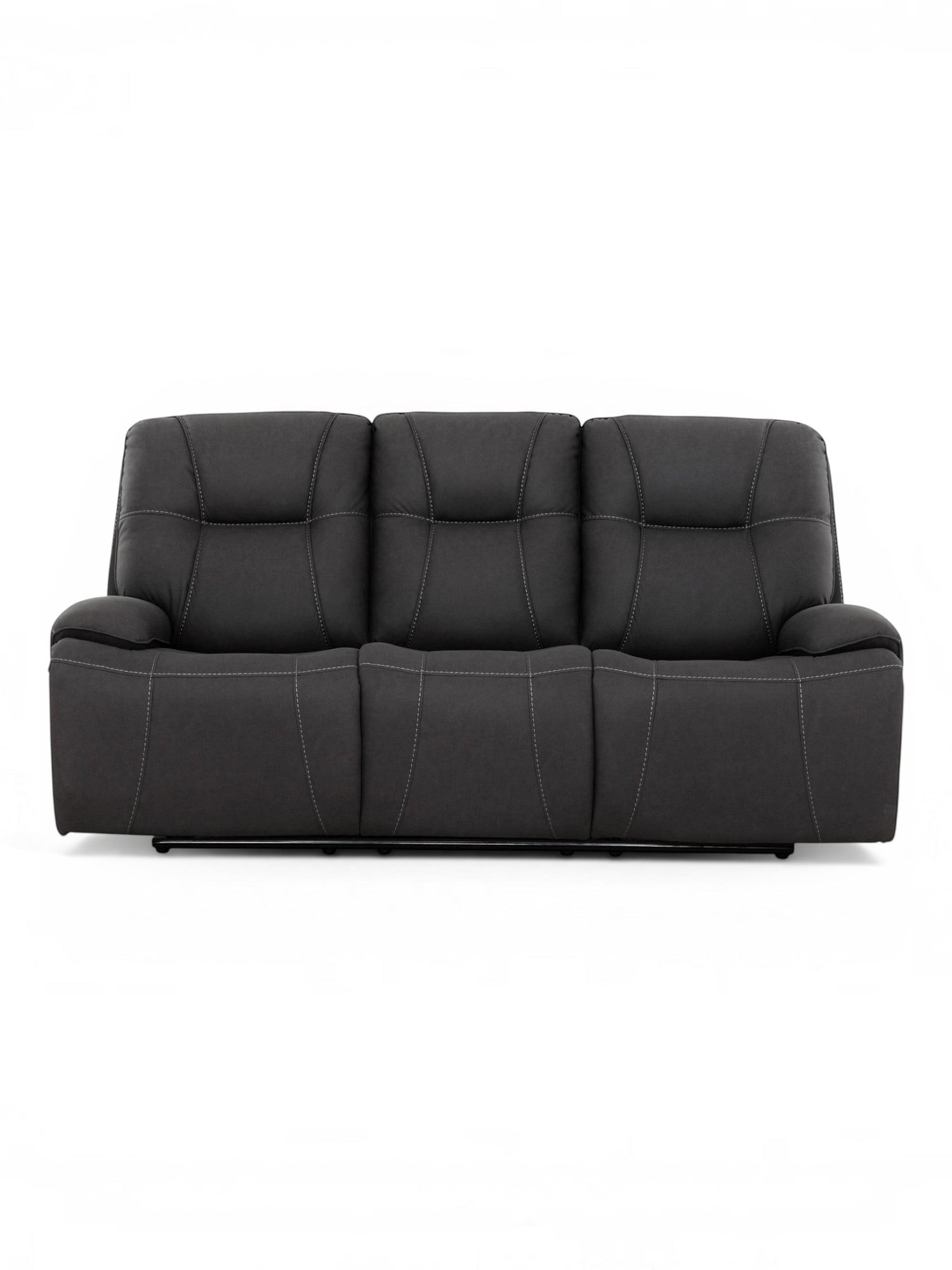 TOCO Meubles Canapé inclinable Elvis gris foncé en tissu avec surpiqûres contrastantes, 3 places.
